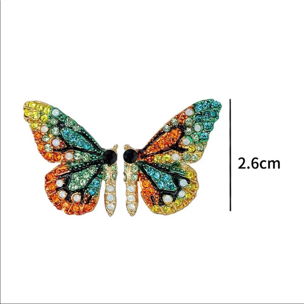 Rhinestone Butterfly Earrings. (Bin1C) - Picture 6 of 8